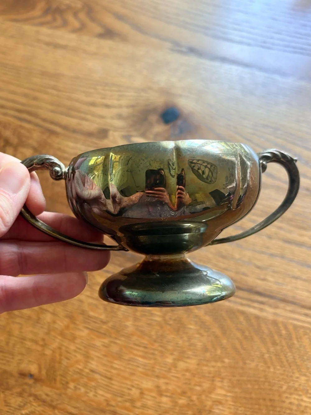 Viking Plate from Canada tray, Elegance EP Brass sugar & creamer